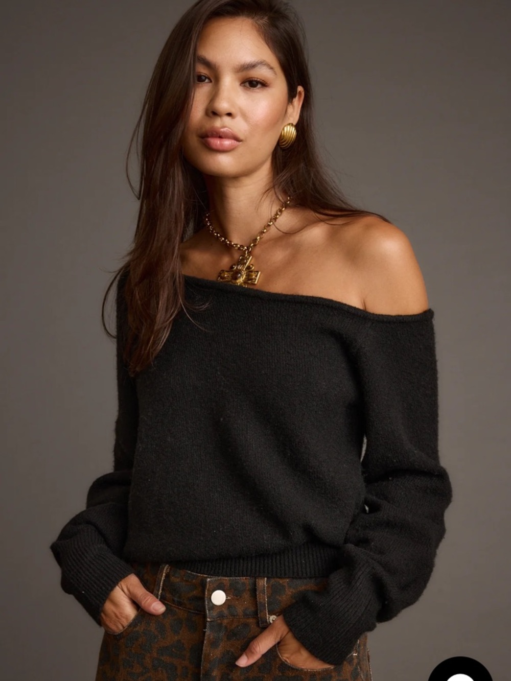 12th Tribe Margot Black Asymmetrical Sweater